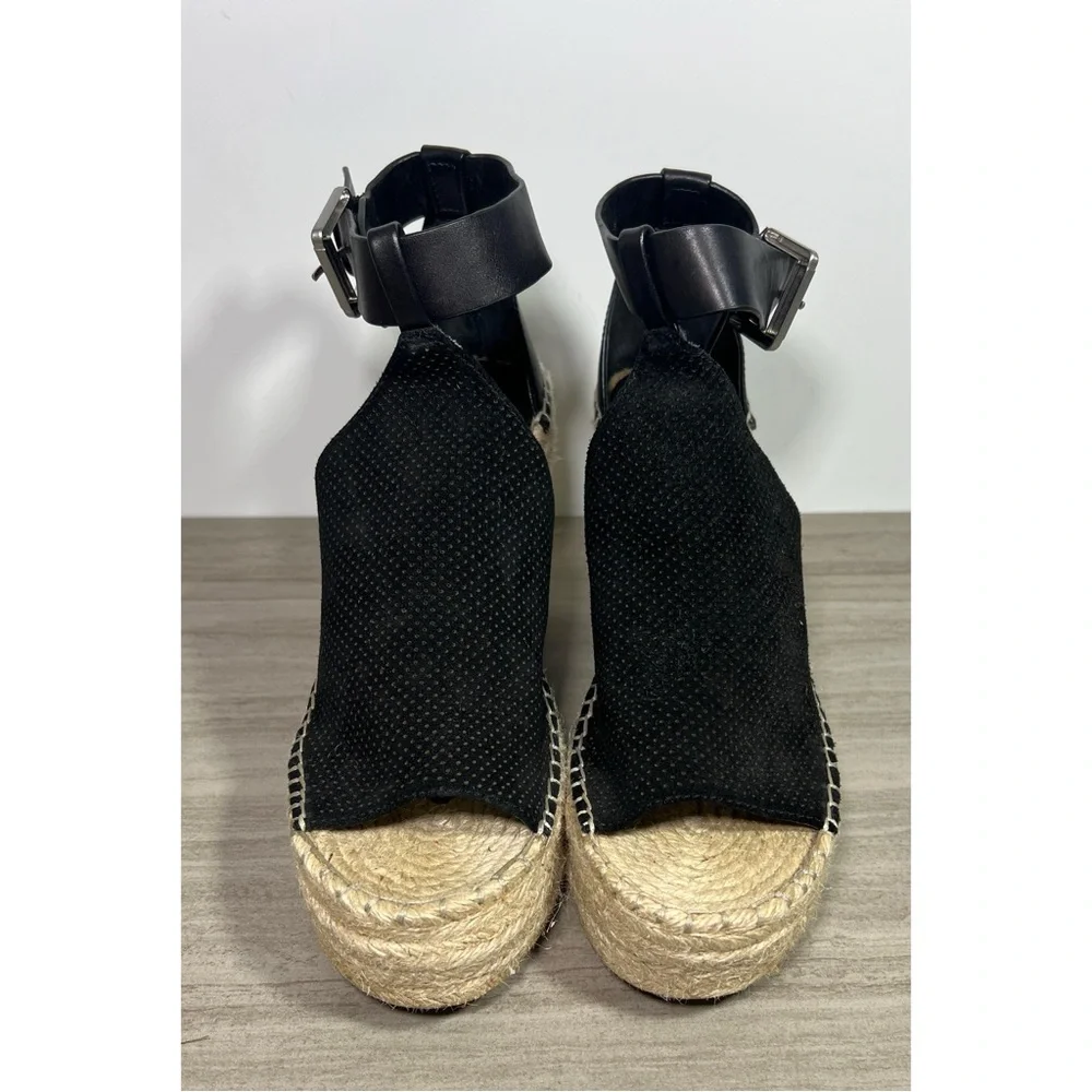 Marc Fisher Womens Annie Black Perforated Leather Sz 9.5